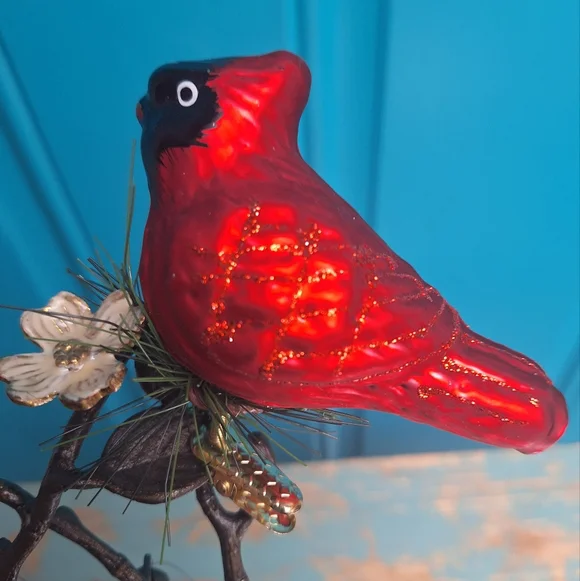 Vintage Bird Ornaments Mercury Glass Clip-On Red Birds Home Decor Christmas - Picture 12 of 16